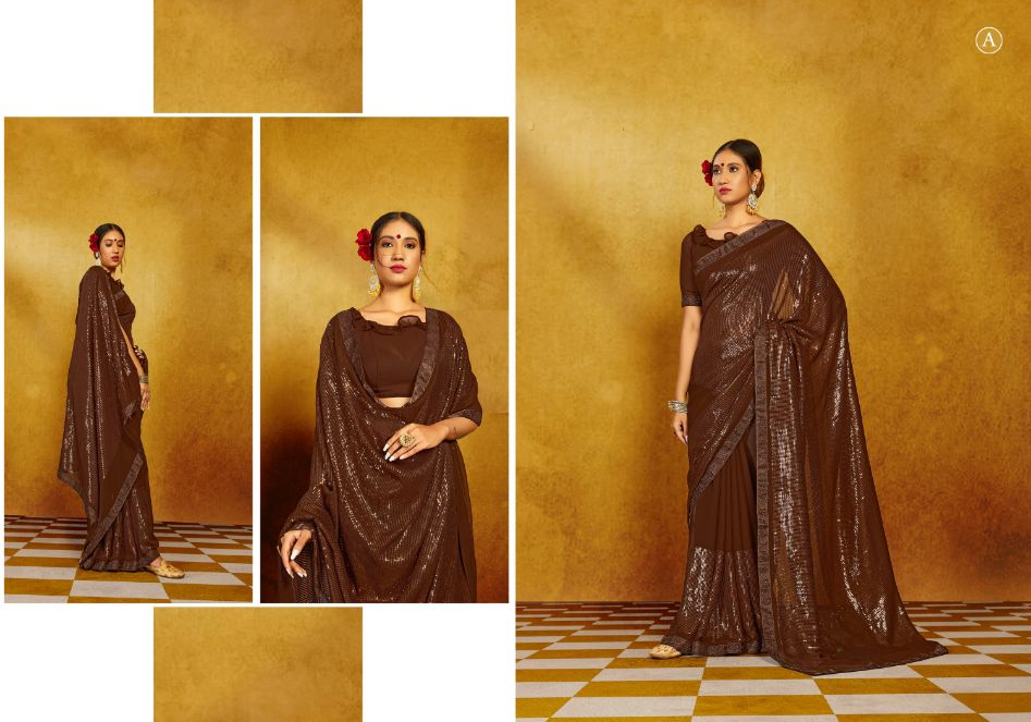Ynf Adani Sequence Fancy Party Wear Heavy Georgette Saree Collection